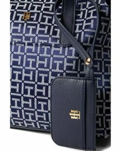 Wholesale 👍 Tommy Hilfiger Handbags Lynn II Convertible Satchel w/ Pouch Square Monogram Jacquard ❤️ -Tommy Hilfiger Shop 91XgiNVD10L. AC SR736920