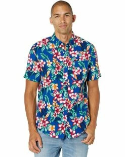 Deals ❤️ Tommy Hilfiger Shirts & Tops Linen Short Sleeve Button-Down Shirt in Custom Fit 😉